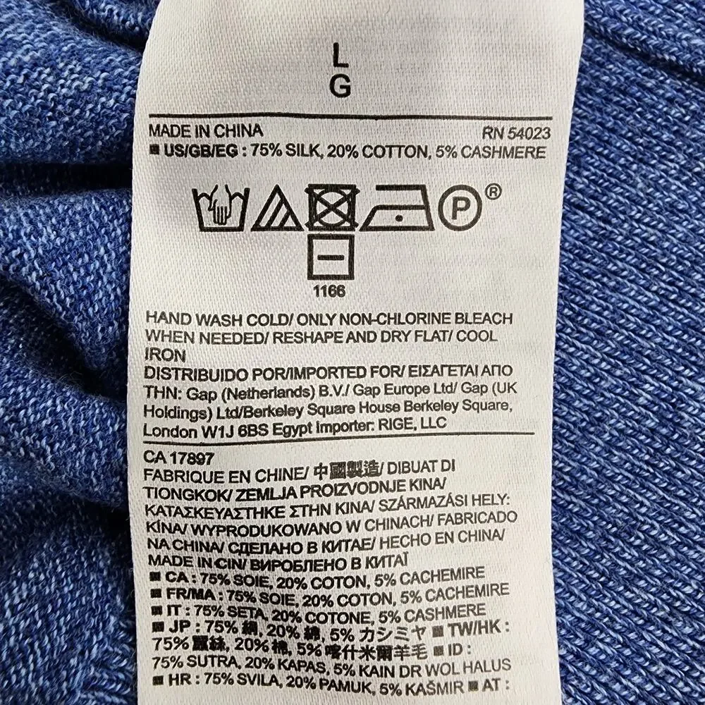Banana Republic Men's Silk Cashmere V Neck Sweater Large Blue Quiet Luxury Knit